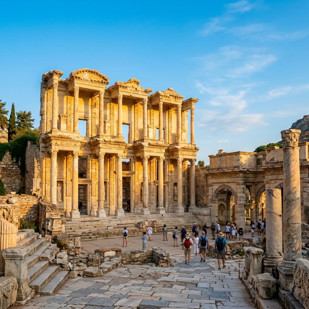 Efes Antik Kenti Celsus Kütüphanesi manzarası
